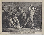 A group of people gambling, Pellegrino dal Colle Italian, Etching