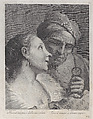 A schoolgirl and her music teacher looking at a sheet of music, Joseph Wagner  Italian, Etching