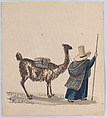 A woman walking with a Llama, from a group of drawings depicting Peruvian dress, Francisco (Pancho) Fierro  African Peruvian, Watercolor
