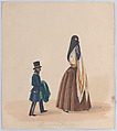 An elegantly dressed woman and her page, from a group of drawings depicting Peruvian dress, Francisco (Pancho) Fierro  African Peruvian, Watercolor