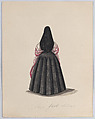 A  woman wearing the saya viewed from behind, from a group of drawings depicting Peruvian dress, Francisco (Pancho) Fierro  African Peruvian, Watercolor