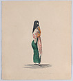 A  woman wearing the saya standing in profile, from a group of drawings depicting Peruvian dress, Francisco (Pancho) Fierro  African Peruvian, Watercolor