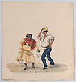 A man and a woman dancing, from a group of drawings depicting Peruvian dress, Francisco (Pancho) Fierro  African Peruvian, Watercolor