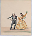 A man and a woman dancing, from a group of drawings depicting Peruvian dress, Francisco (Pancho) Fierro  African Peruvian, Watercolor