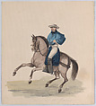 An elegantly dressed man on horseback, from a group of drawings depicting Peruvian dress, Francisco (Pancho) Fierro  African Peruvian, Watercolor