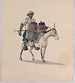 A watercarrier riding a donkey, from a group of drawings depicting Peruvian dress, Francisco (Pancho) Fierro  African Peruvian, Watercolor