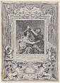 Joseph and Potiphar's wife, within an ornate frame, Pietro Monaco  Italian, Etching and engraving