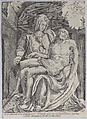 Pietà, set against an arched ruin, Master of the Name of Jesus Christ Italian, Engraving