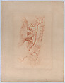 Prometheus, naked, chained to a rock, looking up at an eagle standing over him, Francesco Bartolozzi (Italian, Florence 1728–1815 Lisbon), Crayon-manner in red ink