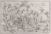 'Anno 1690' (the Year 1690), with numerous warring figures clambering on and hanging from the numbers, allusions to the Allegories of the Four Elements and the Four Continents, Giuseppe Maria Mitelli (Italian, Bologna (?) 1634–1718 Bologna), Etching