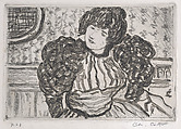 Woman wearing a dress with puffy sleeves, Charles Cottet French, Etching