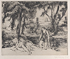 Bathers at the Huveaune River, Eugene Corneau French, Etching
