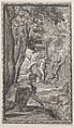 Landscape with a man driving a satyr away from a nymph bound to a tree, Louis Cossin  French, Engraving