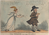 The Quaker and the Clarke, Thomas Rowlandson British, Hand-colored etching