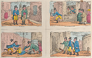 The Bailiff's Hunt: At Fault, The Second Escape, Double and Squat, and The Seizure, Thomas Rowlandson  British, Hand-colored etching