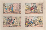 The Bailiff's Hunt: Going Out in the Morning, In Full Scent, Breaking Cover, and The Pursuit, Thomas Rowlandson  British, Hand-colored etching