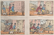 The Bailiff's Hunt: Going Out in the Morning, In Full Scent, Breaking Cover, and The Pursuit, Thomas Rowlandson  British, Hand-colored etching