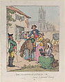 The Departure of La Fleur, Sterne's "Sentimental Journey", Thomas Rowlandson  British, Hand-colored etching