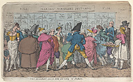 Les Musards de la Rue du Coq à Paris (Dawdlers of the Rue Coq, Paris), Attributed to Thomas Rowlandson (British, London 1757–1827 London), Hand-colored etching
