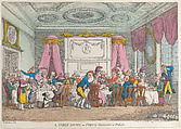 A Table D'Hote or French Ordinary in Paris, Thomas Rowlandson  British, Hand-colored etching