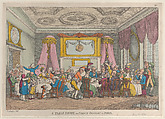 A Table D'Hote or French Ordinary in Paris, Thomas Rowlandson British, Hand-colored etching