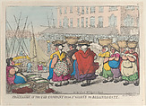 Procession of the Cod Company from St. Giles's to Billingsgate, Thomas Rowlandson  British, Hand-colored etching
