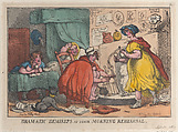 Dram-a-tic Demireps at their Morning Rehearsal, Thomas Rowlandson  British, Hand-colored etching