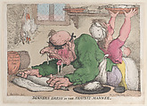 Dinners Drest in the Neatest Manner, Thomas Rowlandson (British, London 1757–1827 London), Hand-colored etching; reprint