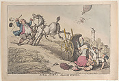 Rural Sports: Balloon Hunting, Thomas Rowlandson British, Hand-colored etching