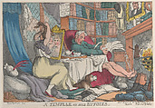 A Templar at His Studies, Thomas Rowlandson British, Hand-colored etching