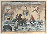 Comforts of an Irish Fishing Lodge, Thomas Rowlandson British, Hand-colored etching; reissue