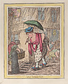 Wet Under Foot, Thomas Rowlandson British, Hand-colored etching
