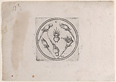 The Six of Parrots, from a series of round playing cards, Master PW of Cologne German, Engraving