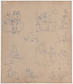 Sketch Sheet of Illustrations, Thomas Vilhelm Petersen Danish, Graphite