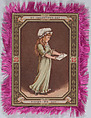 Valentine, Kate Greenaway (British, London 1846–1901 London), White card, chromolithography, gold lithography, magenta silk fringe