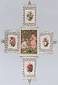 Valentine, Kate Greenaway (British, London 1846–1901 London), White card stock with gilding; white card with embossed border; chromolithography, gold lithography