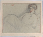 Unknown Lady Reclining, Ernest Haskell  American, Red and black chalk