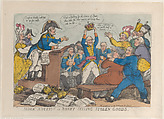 Mock Auction or Boney Selling Stolen Goods, Thomas Rowlandson British, Hand-colored etching