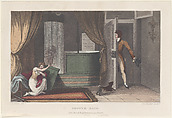 Shower Bath, Thomas Rowlandson British, Hand-colored etching and aquatint