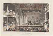 The Theatre, Thomas Rowlandson British, Hand-colored etching and aquatint