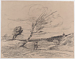 The Gust of Wind (Le Coup de Vent), Camille Corot  French, Lithograph; second state of two