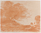 Sappho, Camille Corot  French, Lithograph printed in orange-brown ink; second state of two