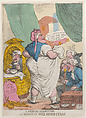 A Medical Inspection or Miracles Will Never Cease, Thomas Rowlandson British, Hand-colored etching