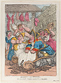 Kicking Up a Breeze or Barrow Women Basting a Beadle, Thomas Rowlandson  British, Hand-colored etching; reprint