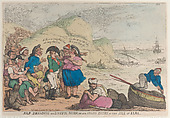 Nap Dreading His Doleful Doom or His Grand Entry in the Isle of Elba, Thomas Rowlandson British, Hand-colored etching