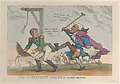 The Affectionate Farewell, or Kick for Kick, Thomas Rowlandson (British, London 1757–1827 London), Hand-colored etching