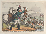 Coming in at the Death of the Corsican Fox, Scene the Last, Thomas Rowlandson British, Hand-colored etching