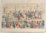 Plate 14: Richardson's Show, from "World in Miniature", Thomas Rowlandson British, Hand-colored etching