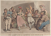 The Last Jig or Adieu to Old England, Thomas Rowlandson British, Hand-colored etching; proof before letters