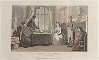 Frontispiece: Before the Tribunal at Avignon, from "Journal of Sentimental Travels in the Southern Provinces of France, Shortly Before the Revolution", Thomas Rowlandson British, Hand-colored etching and aquatint
